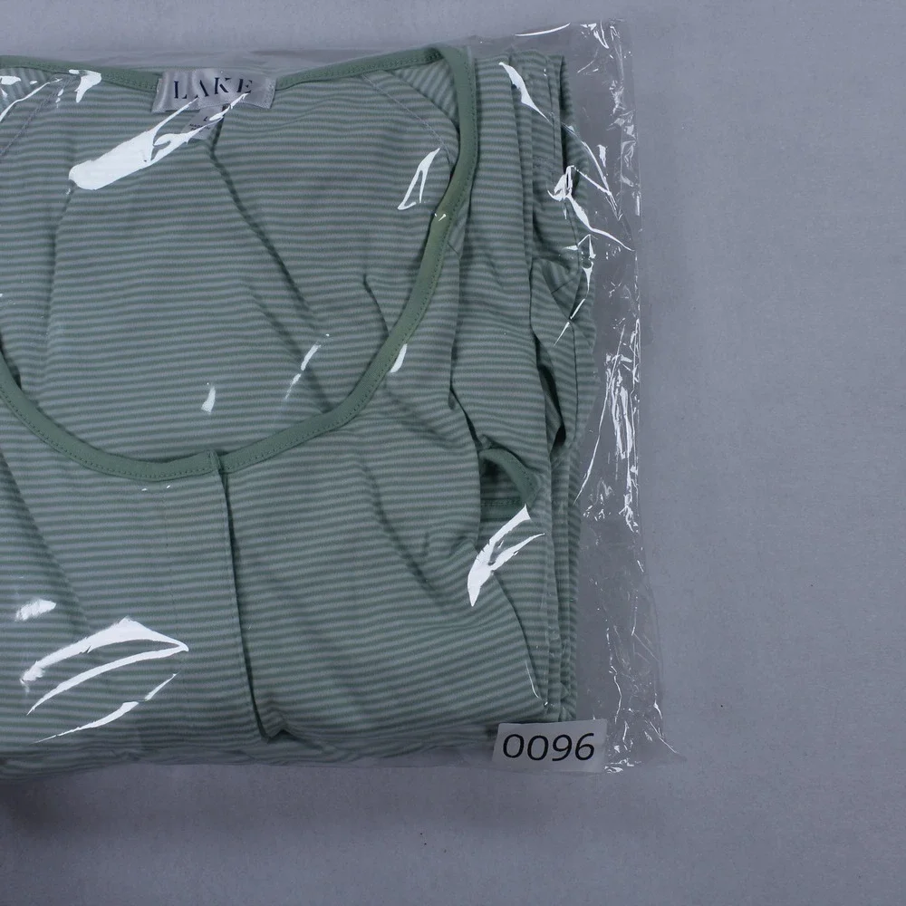LAKE Pajamas Pima Cotton Striped Lounge Set Green White Women's Size Large